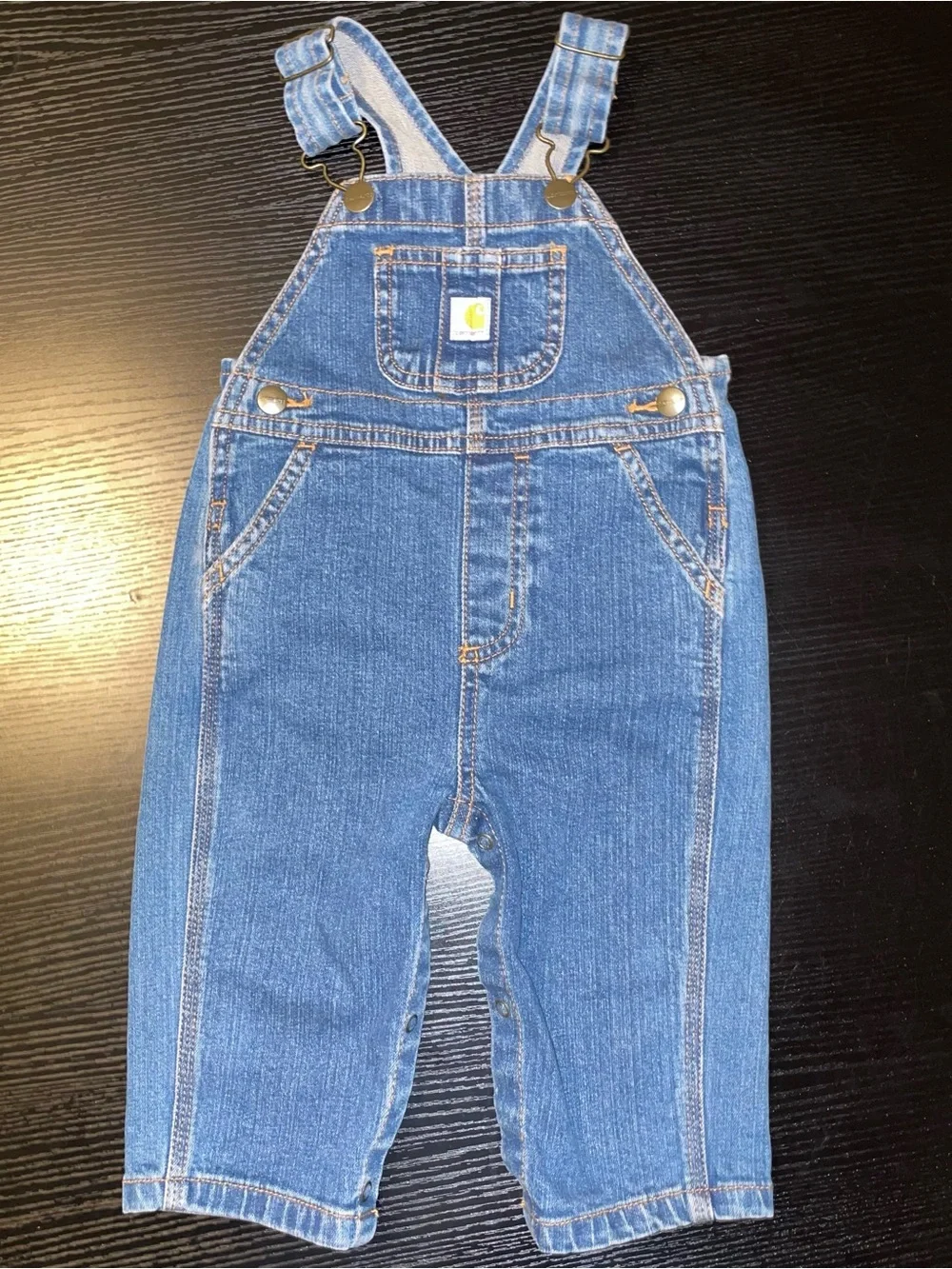Carhartt Kids' Denim Blue Overalls with Adjustable Straps